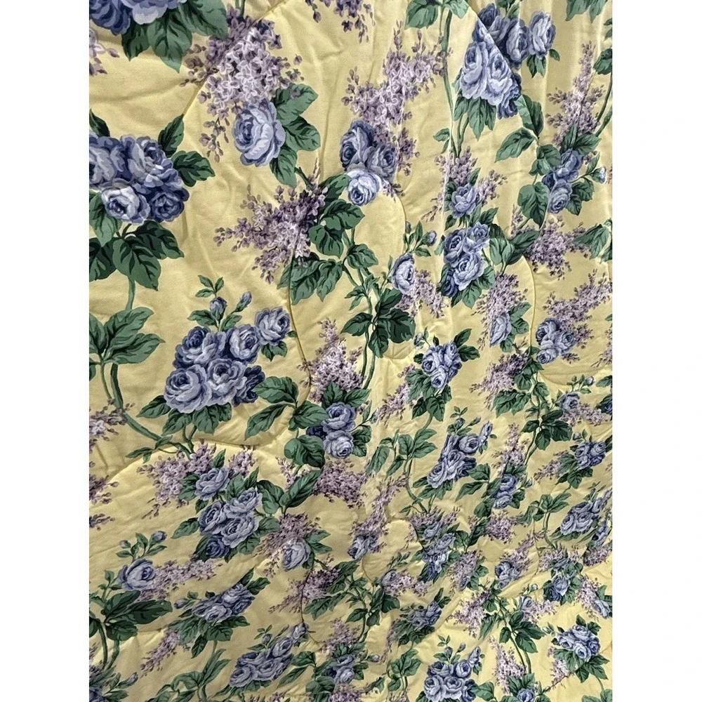 Longaberger Cottage Core Yellow Blue Cotton Full Size Comforter And Bed Skirt